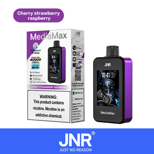Puff JNR Mediamax 40K Puffs 40000 Taff Vape Jetable Cherry Strawberry Raspberry