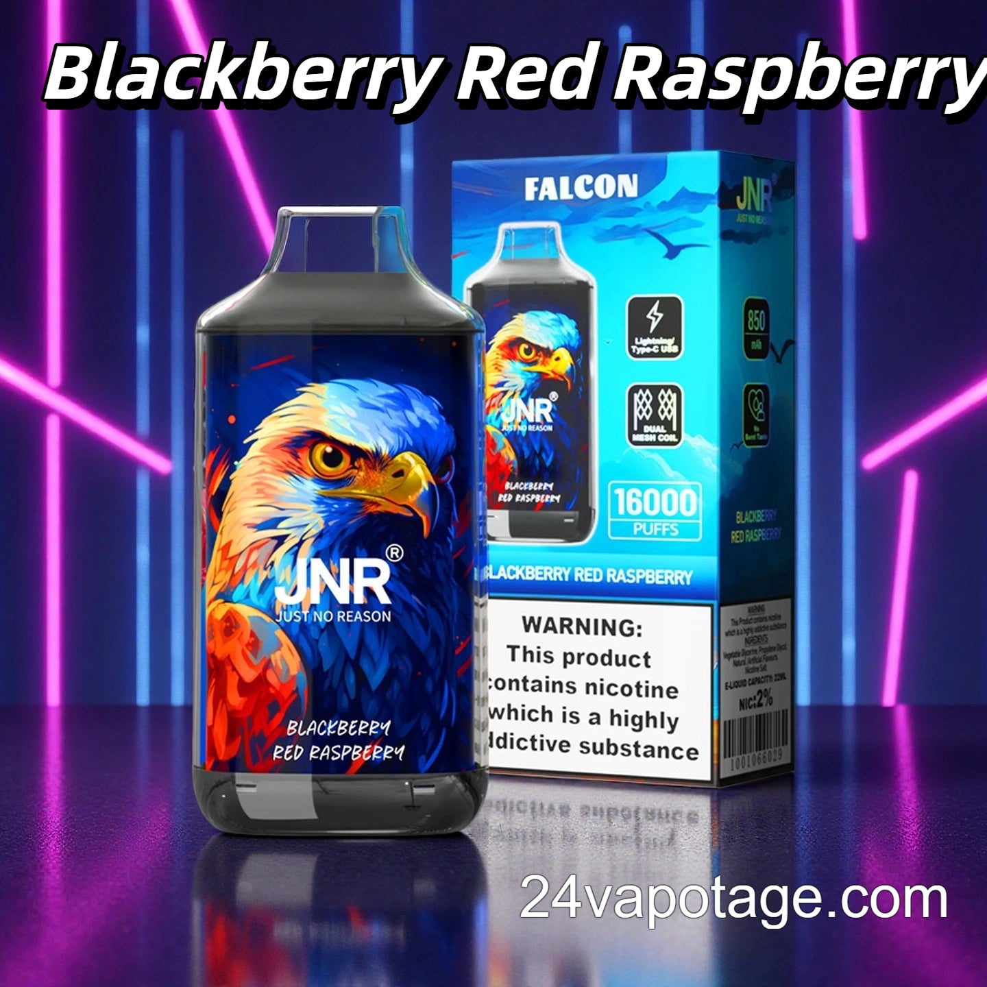 JNR Falcon16k Puffs Vape Blackberry Red Raspberry 24Vapotage JNR Falcon16k Puffs Vape Blackberry Red Raspberry 24Vapotage