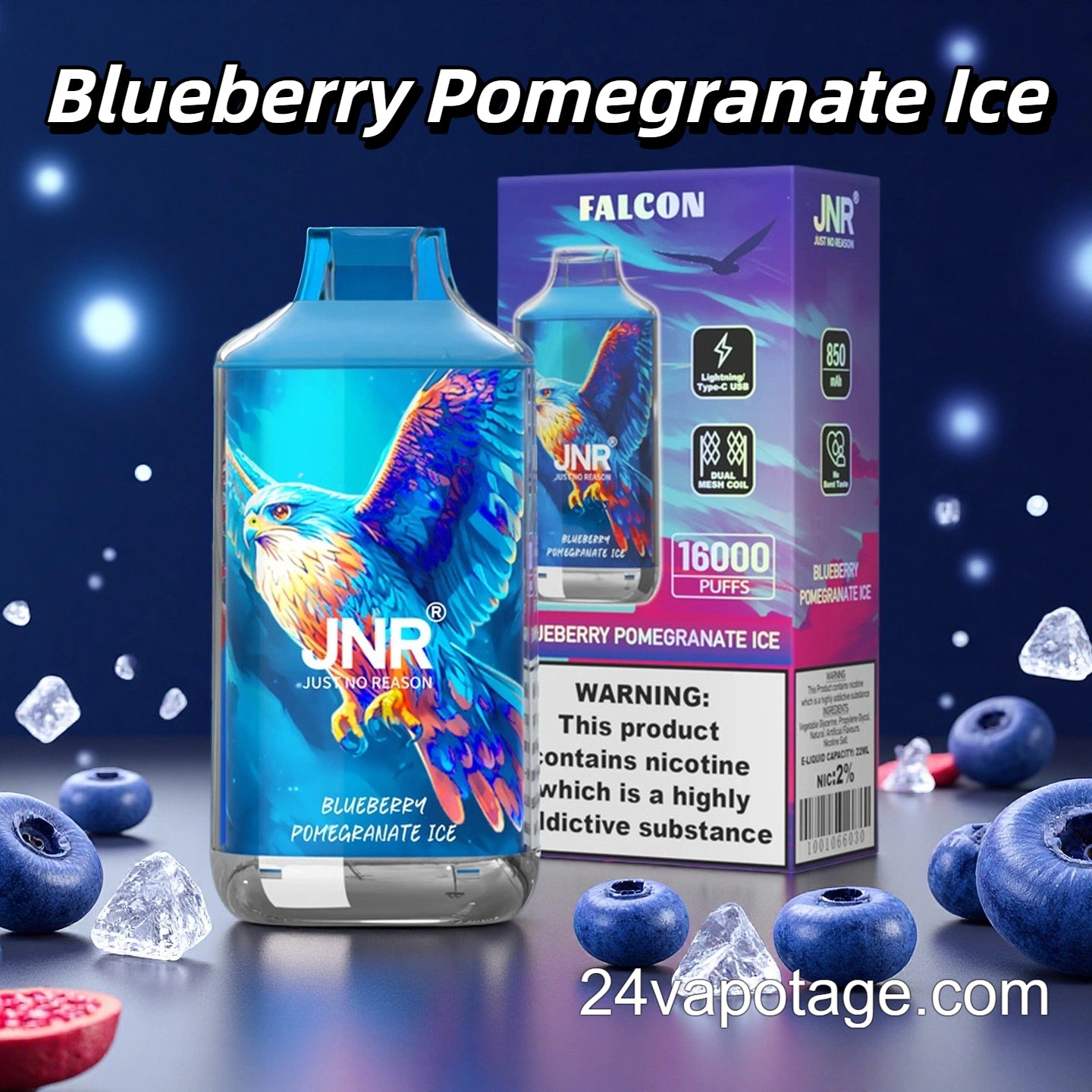 JNR Falcon 16k Puffs Jetable Cigarette lectronique Blueberry Pomegr 24Vapotage JNR Falcon 16k Puffs Jetable Cigarette lectronique Blueberry Pomegr 24Vapotage