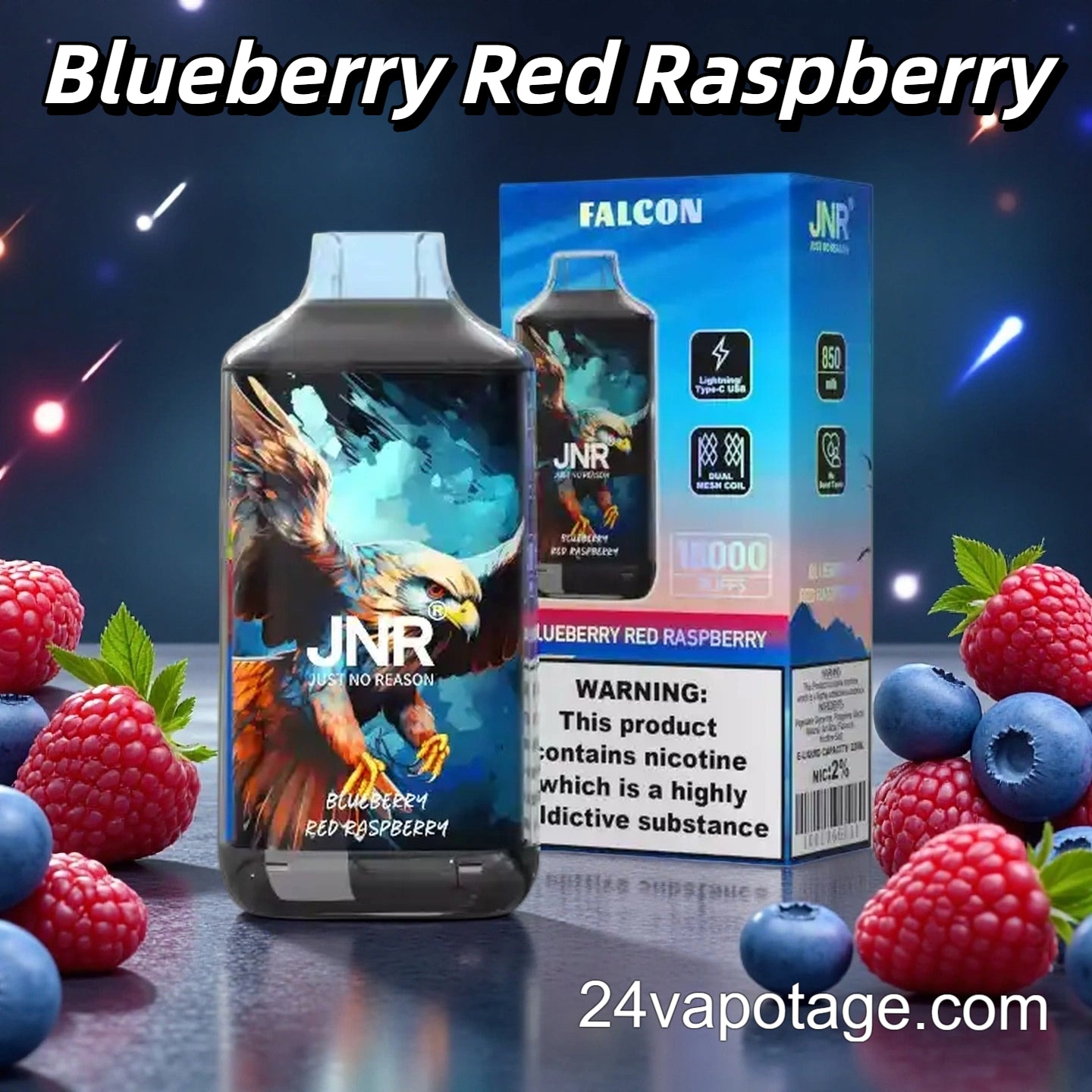 JNR Falcon 16000 Puff Cigarettes lectroniques Blueberry Red Raspberry 24Vapotage JNR Falcon 16000 Puff Cigarettes lectroniques Blueberry Red Raspberry 24Vapotage
