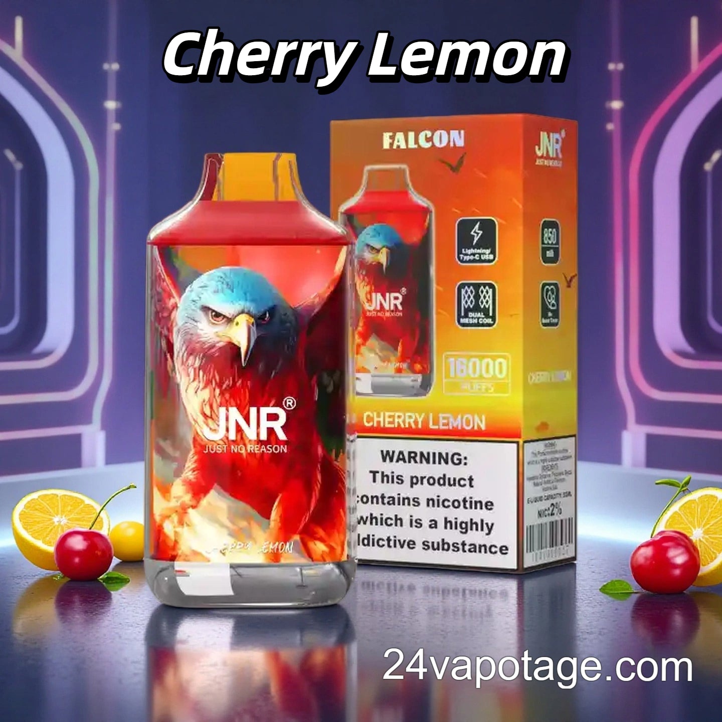 Cherry Lemon JNR Falcon 16k 16000 Puffs Vape