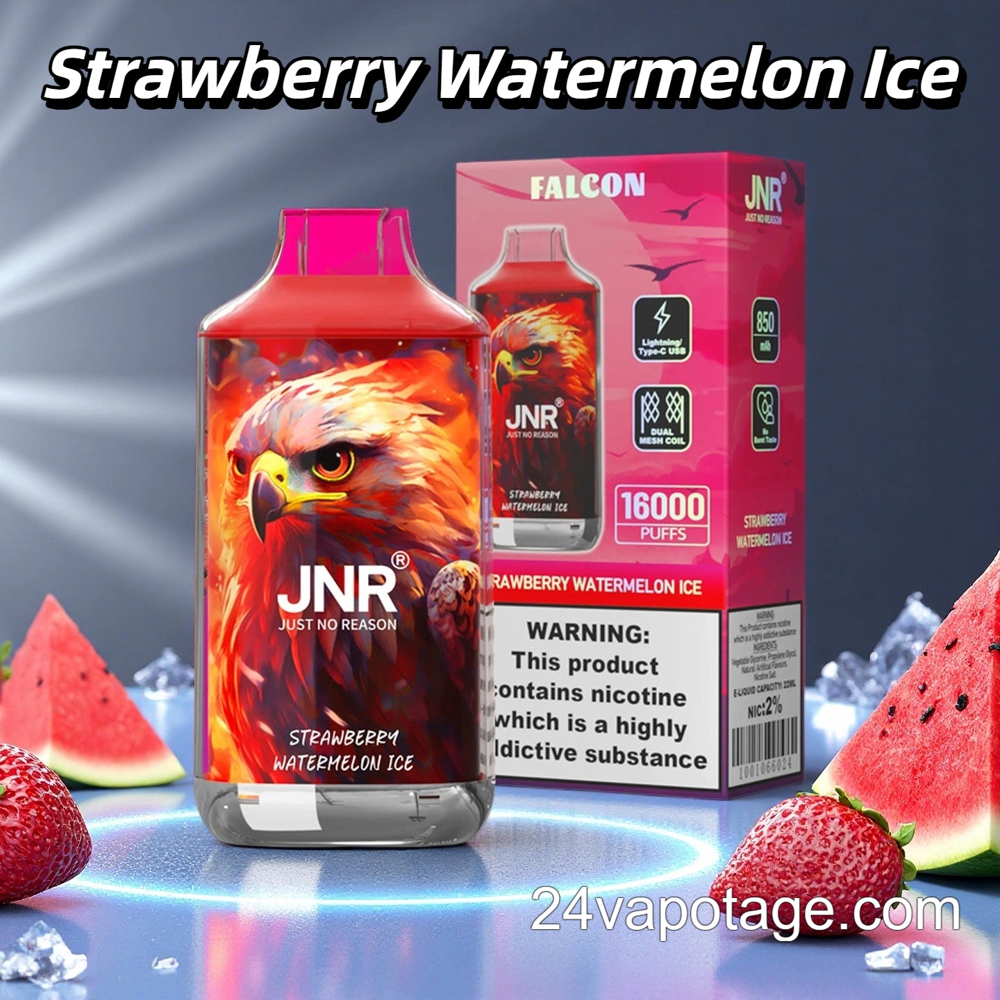 JNR Falcon Puff 16k Taff Strawberry Watermelon Ice 24Vapotage JNR Falcon Puff 16k Taff Strawberry Watermelon Ice 24Vapotage